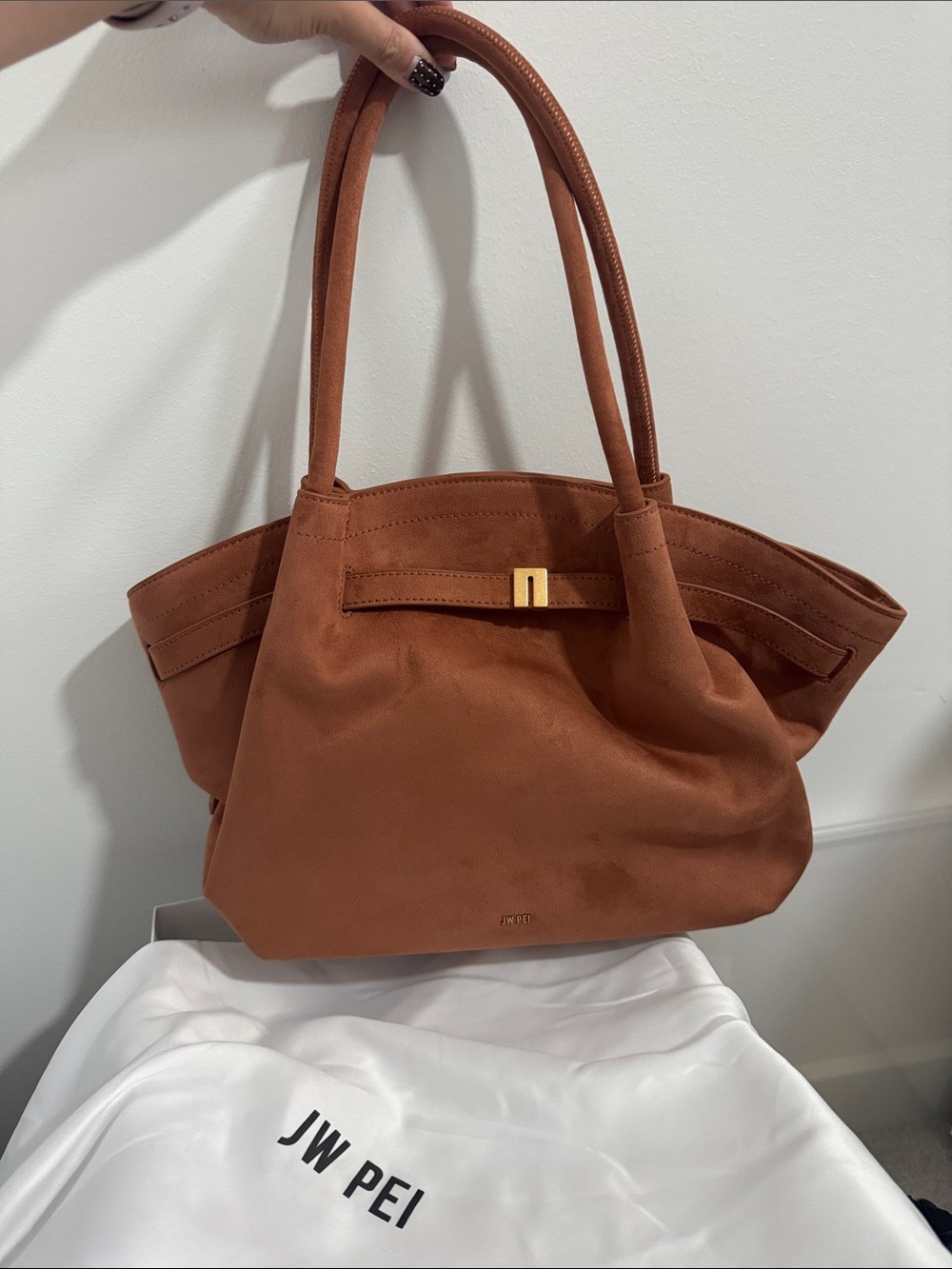 JW PEI Rust Suede Shoulder Tote
